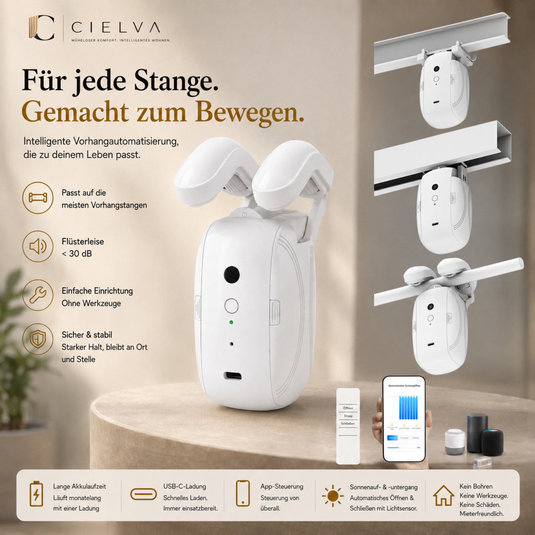 Cielva Glide – Intelligenter Vorhangmotor